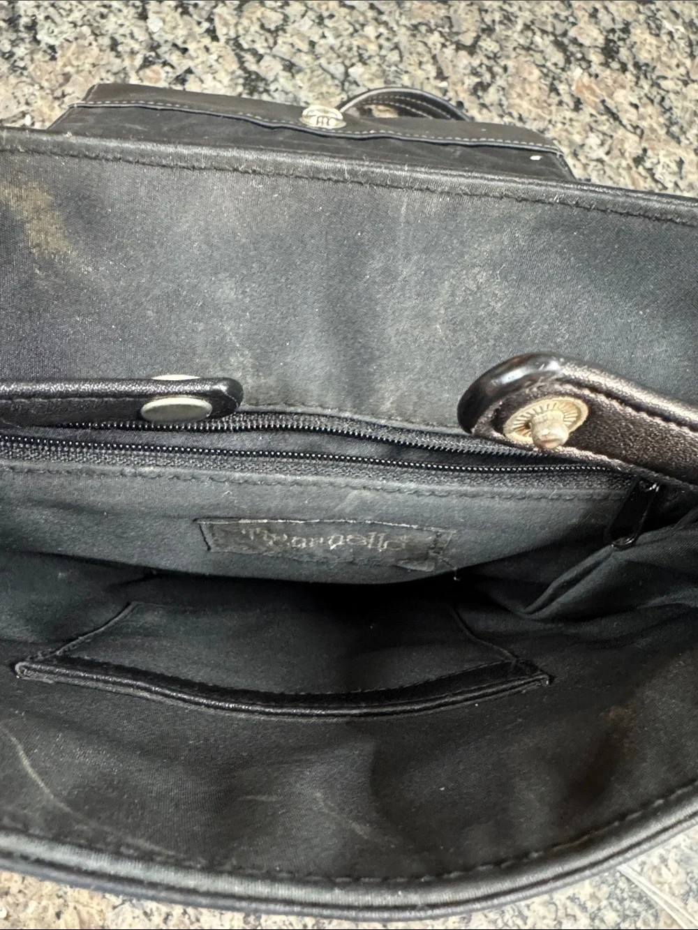 Tignanello Black Leather bohemian Backpack with Structured Flap